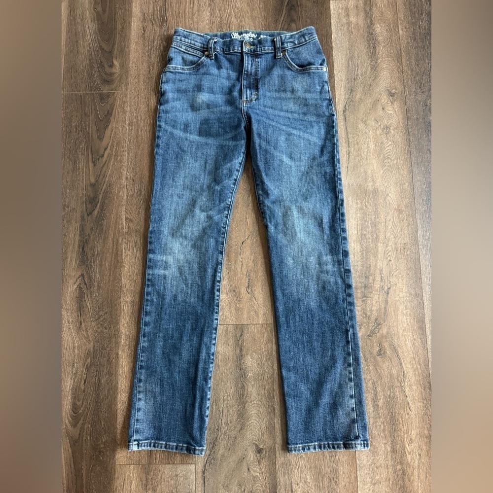 Wrangler Boys Dark Blue Slim Straight Jeans, size 10.